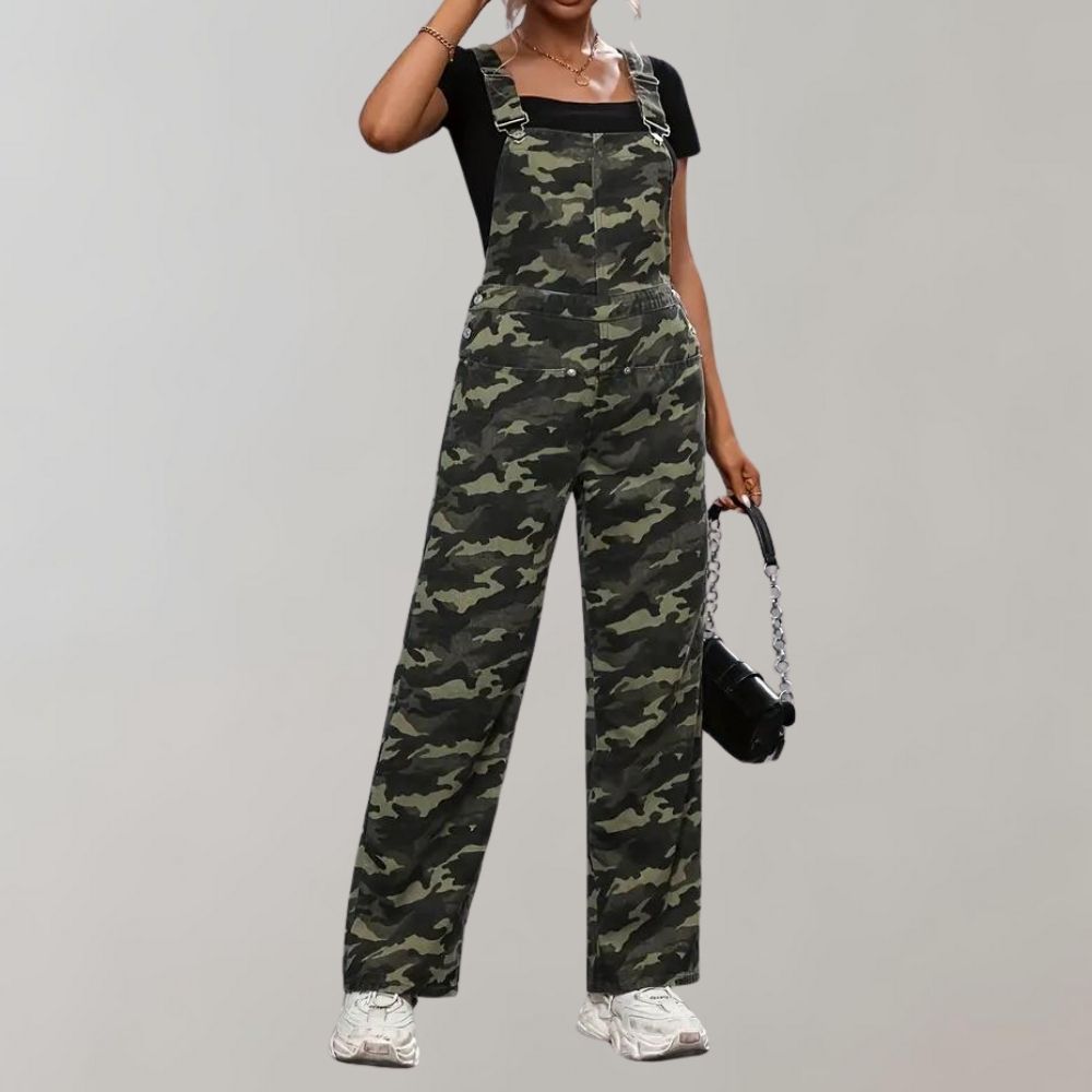 Stijlvolle camouflage dames jumpsuit